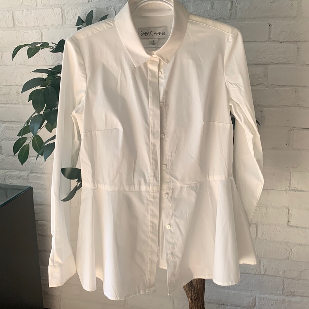 Beautiful off white blouse by designer Sara Campbell